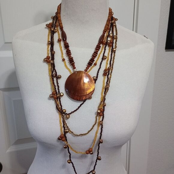 Boho Wood Bead Necklace - Picture 2 of 2